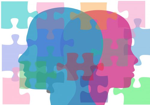 Couple man and woman face puzzling interpersonal problems need counseling